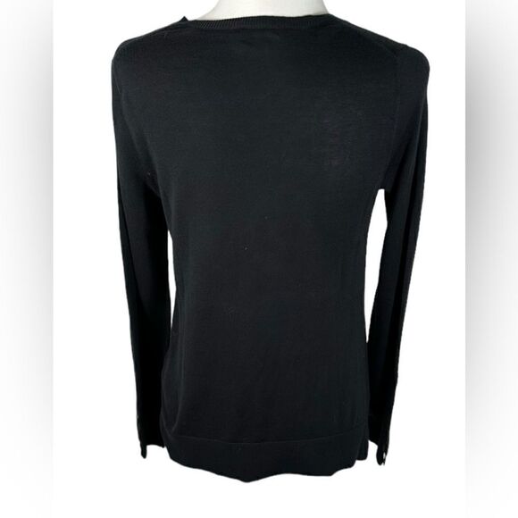 Lacoste Women’s Black V Neck Long Sleeve Knit Sweater - Picture 3 of 9
